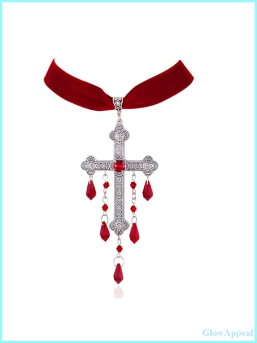 Gothic Vampire Cross Pendant Necklace Velvet Choker Halloween Costume